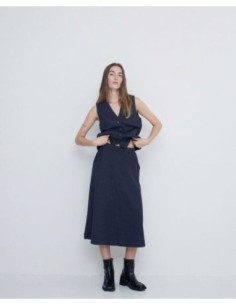 Falda Yerse piqué de punto azul oscuro