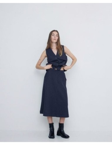 Falda Yerse piqué de punto azul oscuro