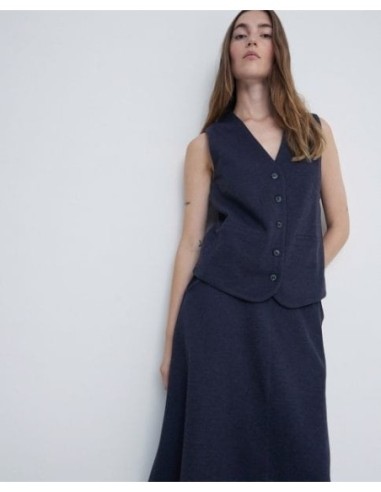 Falda Yerse piqué de punto azul oscuro