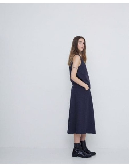 Falda Yerse piqué de punto azul oscuro
