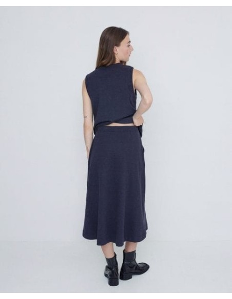 Falda Yerse piqué de punto azul oscuro
