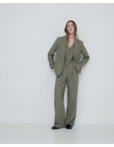 Pantalones Yerse Wide Leg Pinzas Verde