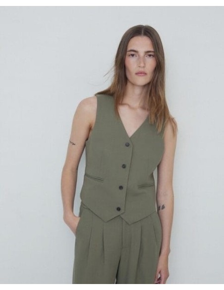 Chaleco Sastre Yerse Botones Verde