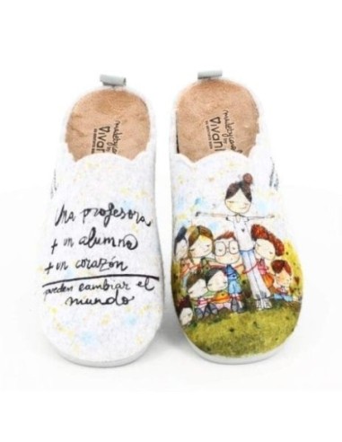 Zapatillas de Casa Vivant " Una Profesora +un Alumn@+ un Corazon Pueden Cambiar el Mundo"