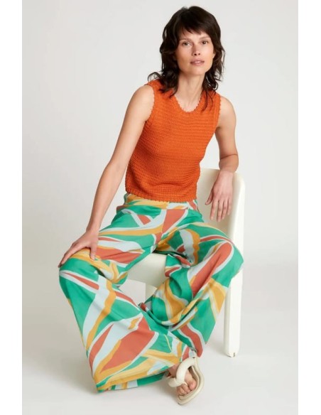 Pantalón Largo Amplio Wild Pony Estampado Bromelia