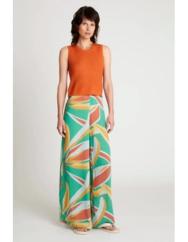 Pantalón Largo Amplio Wild Pony Estampado Bromelia