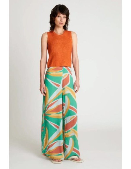 Pantalón Largo Amplio Wild Pony Estampado Bromelia