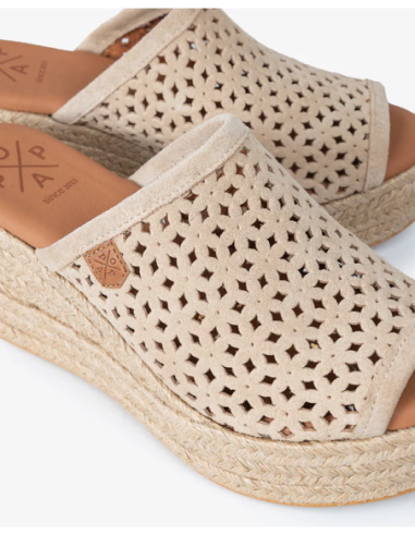 Cuña Baja Popa Yute Arenita Picado Beige