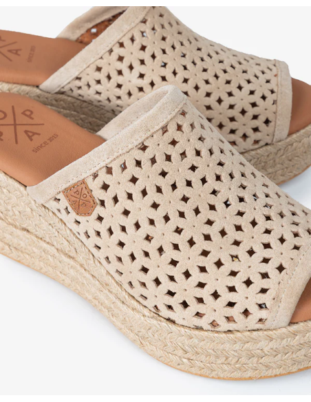 Cuña Baja Popa Yute Arenita Picado Beige
