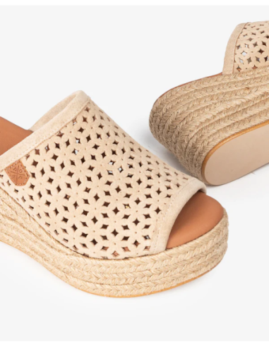 Cuña Baja Popa Yute Arenita Picado Beige