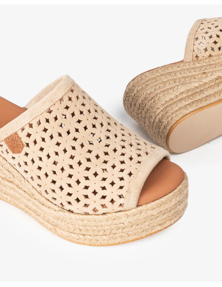 Cuña Baja Popa Yute Arenita Picado Beige