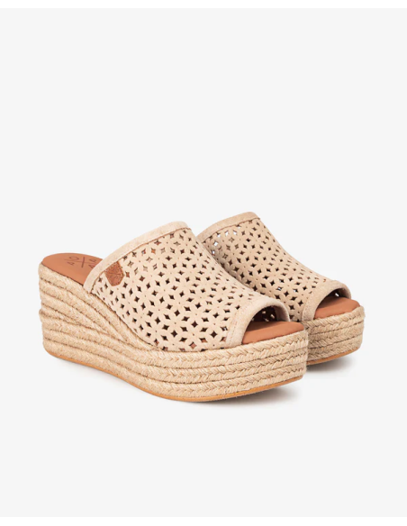 Cuña Baja Popa Yute Arenita Picado Beige