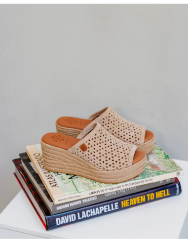 Cuña Baja Popa Yute Arenita Picado Beige