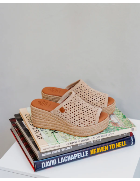 Cuña Baja Popa Yute Arenita Picado Beige