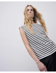 Camiseta Yerse Sin Mangas Rayas Azul Noche 2