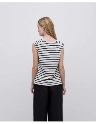 Camiseta Yerse Sin Mangas Rayas Azul Noche