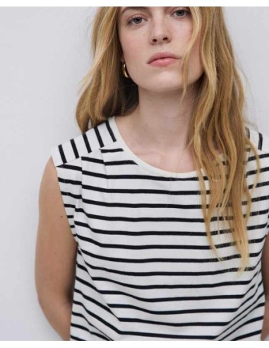 Camiseta Yerse Sin Mangas Rayas Azul Noche