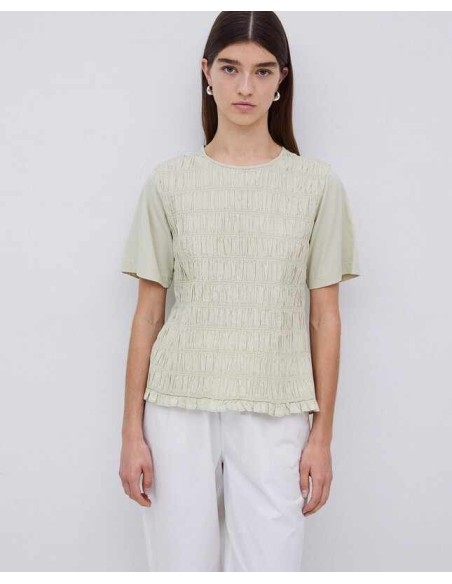 Camiseta Yerse Detalle Fruncidos Verde