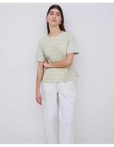 Camiseta Yerse Detalle Fruncidos Verde