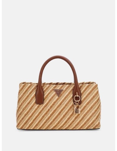 Bolso Guess De Mano Simona De Rafia Marrón