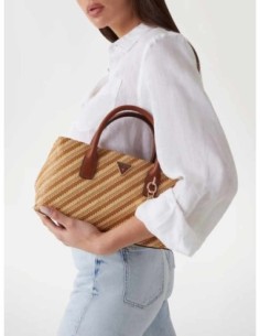 Bolso Guess De Mano Simona De Rafia Marrón 2