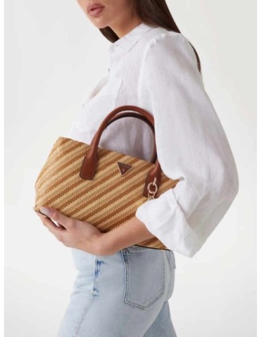 Bolso Guess De Mano Simona De Rafia Marrón