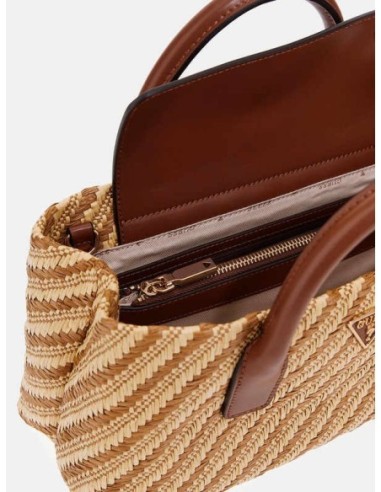 Bolso Guess De Mano Simona De Rafia Marrón