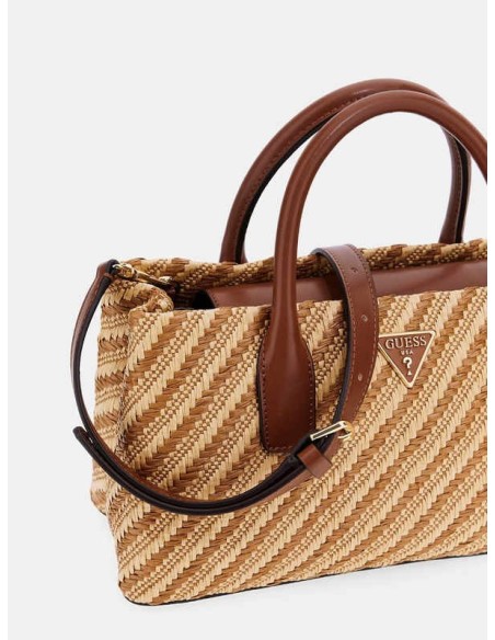 Bolso Guess De Mano Simona De Rafia Marrón