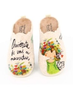 Zapatilla De Casa Vivant "Quierete Te Vas a Necesitar" Beige