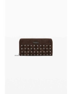 Monedero Desigual efecto piel Tachuelas Chocolate