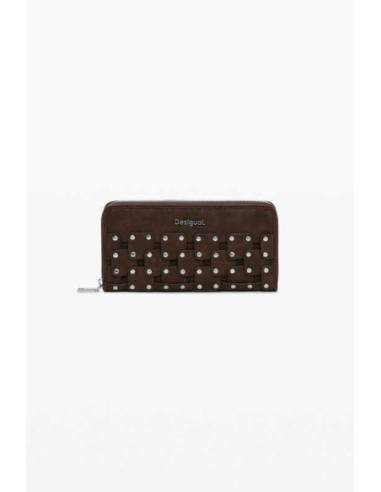 Monedero Desigual efecto piel Tachuelas Chocolate