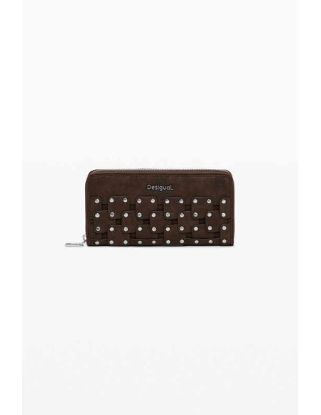 Monedero Desigual efecto piel Tachuelas Chocolate