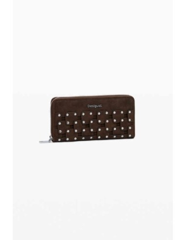 Monedero Desigual efecto piel Tachuelas Chocolate