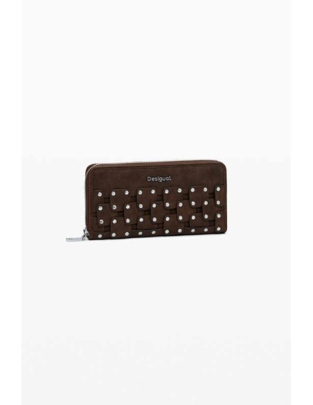 Monedero Desigual efecto piel Tachuelas Chocolate