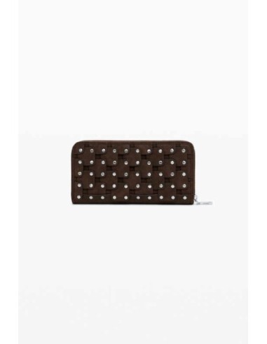 Monedero Desigual efecto piel Tachuelas Chocolate