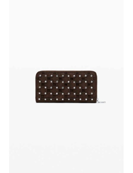 Monedero Desigual efecto piel Tachuelas Chocolate