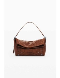 Bolso Desigual mediano con bordado Camel