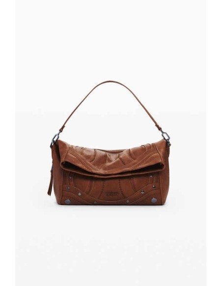 Bolso Desigual mediano con bordado Camel