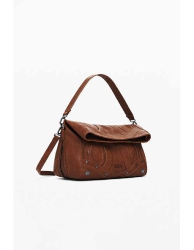 Bolso Desigual mediano con bordado Camel