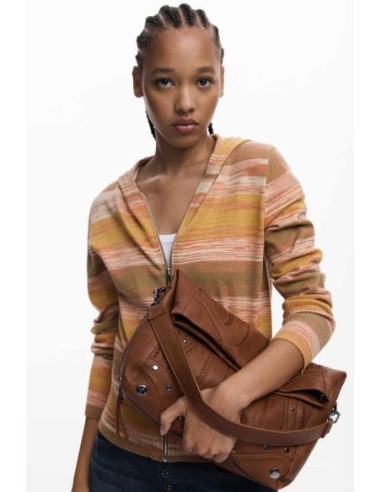 Bolso Desigual mediano con bordado Camel