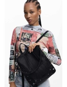 Mochila Desigual con bordado Negro 2