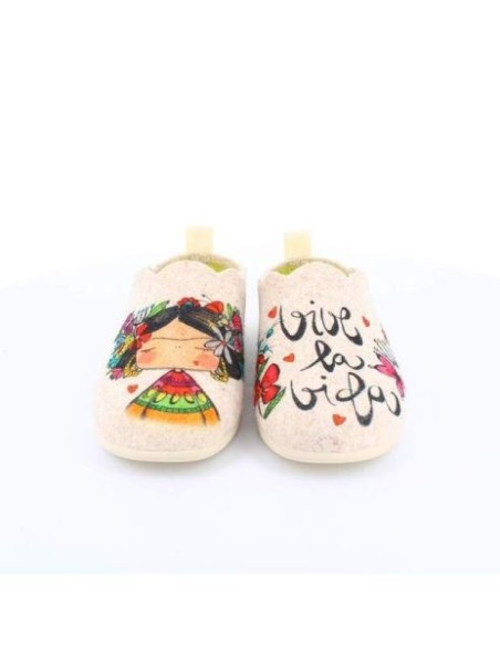 Zapatilla de Casa Vivant "Vive la Vida" Beige