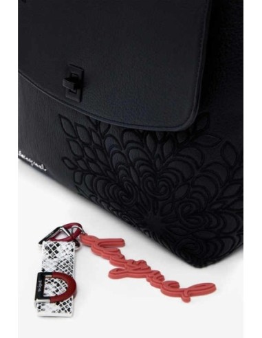 Mochila Desigual solapa grabado Negro
