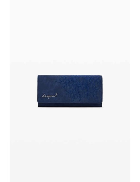 Monedero solapa Desigual grabado Azul
