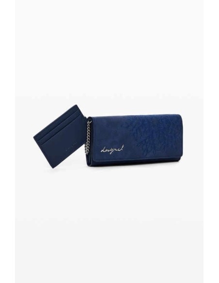 Monedero solapa Desigual grabado Azul