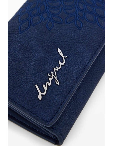 Monedero solapa Desigual grabado Azul