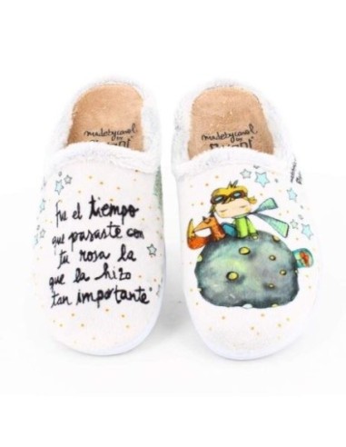 Zapatilla de Casa Vivant "Fué el Tiempo que Pasaste con tú Rosa la que la hizo tan Importante" Gris