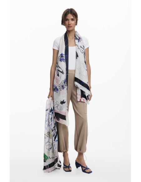 Pañuelo Desigual rectangular trazos