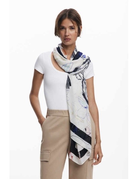 Pañuelo Desigual rectangular trazos