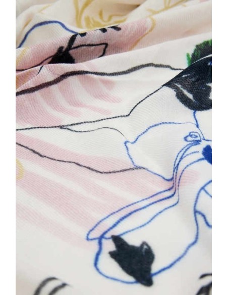Pañuelo Desigual rectangular trazos